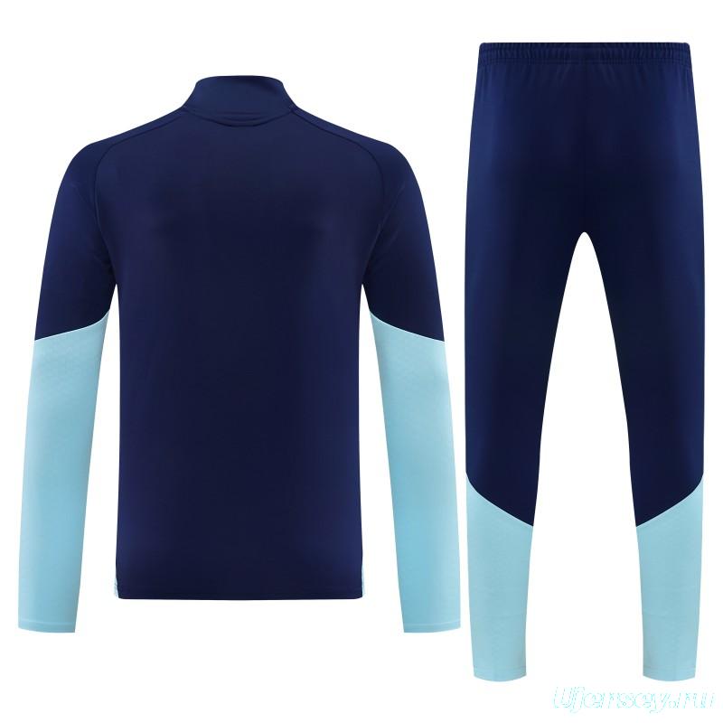 26/27  Argentina Navy Blue  Half  Zipper Jacket Tracksuit + Long Pants
