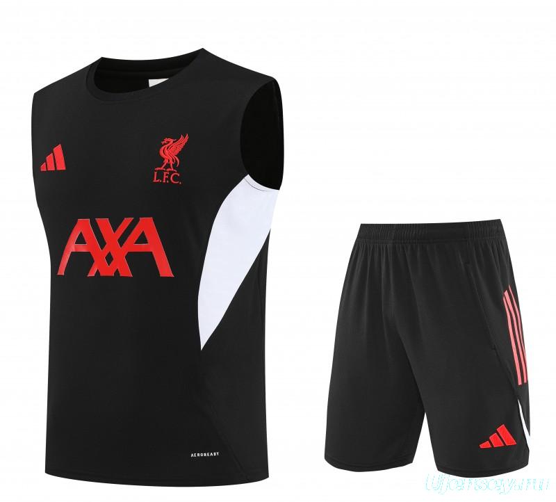26/27 Liverpool Black Sleeveless Training Vest +Shorts Set