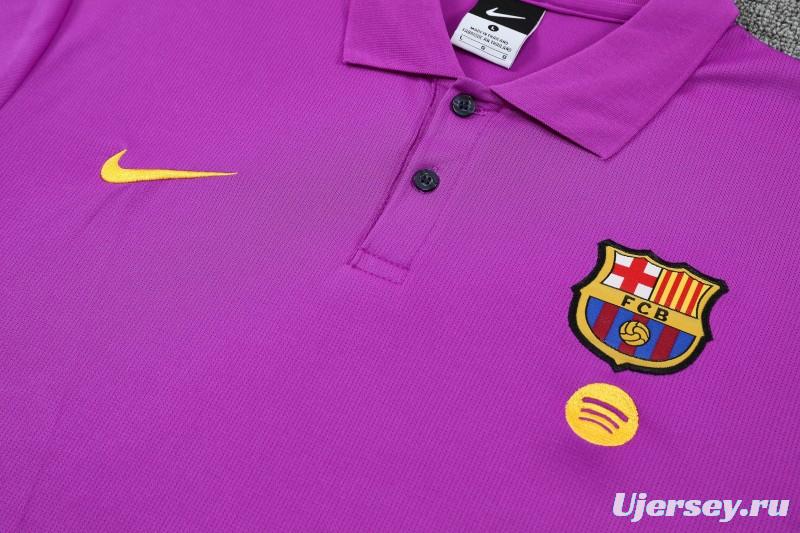 26/27 Barcelona  Purple  Polo Training Shirt + Navy Blue Long Pants Tracksuit