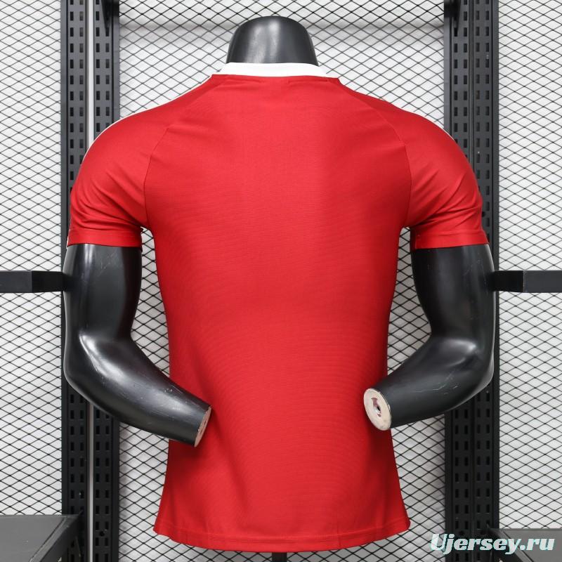 Player Version 26/27 Manchester United Red with White Three-Stripe Shoulders Jersey