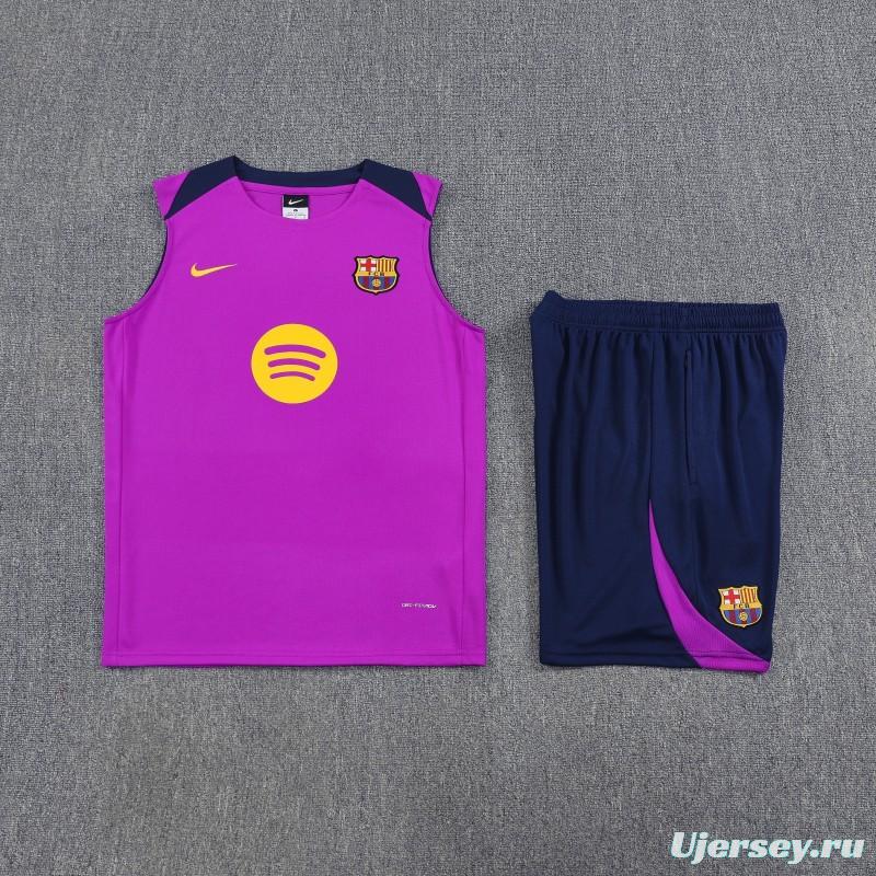 26/27 Barcelona Purple & Navy Blue Sleeveless Training Vest + Shorts
