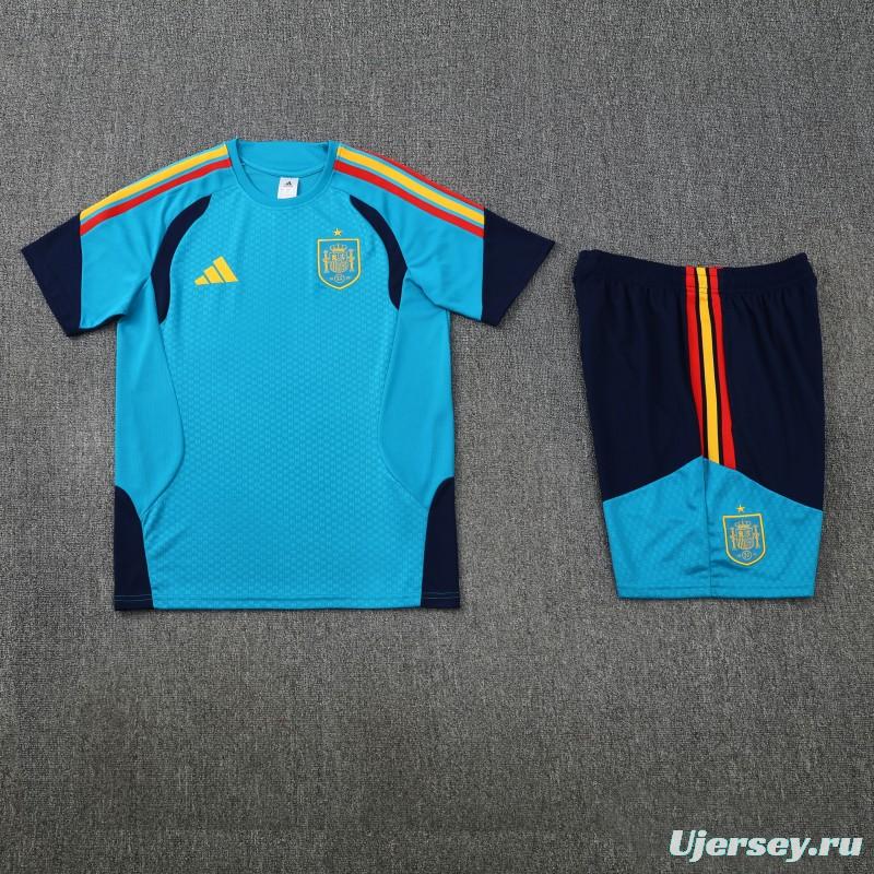 26/27 Spain Light Blue Short Sleeve+Soccer Shorts