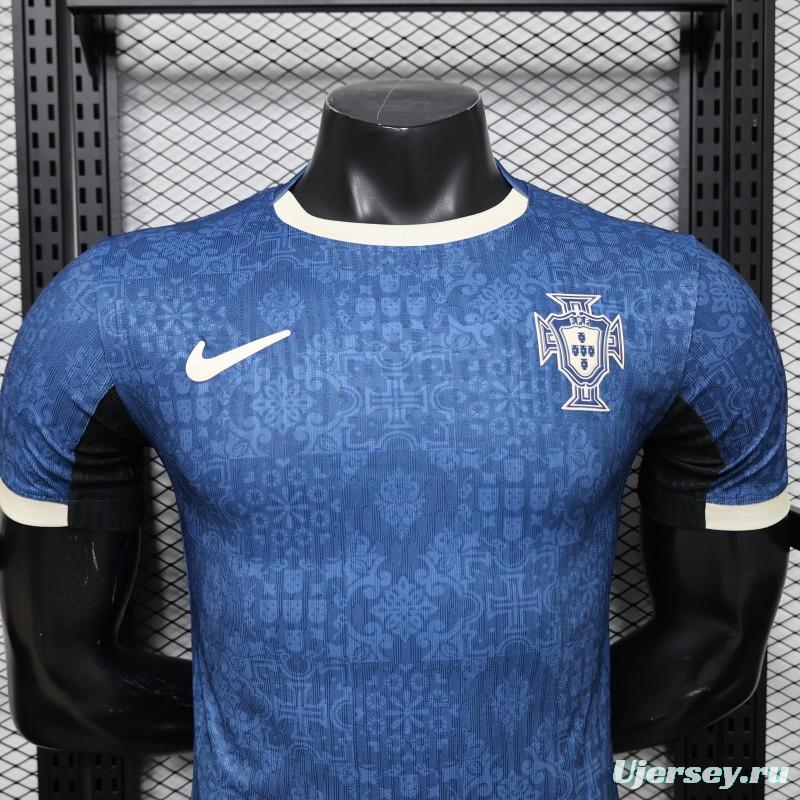 Player Version 2027 Portugal Away Blue with Jacquard Pattern Jersey
