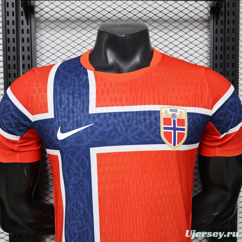 Player Version 2026 Norway Red & Blue with Flag Cross Pattern Home Jersey