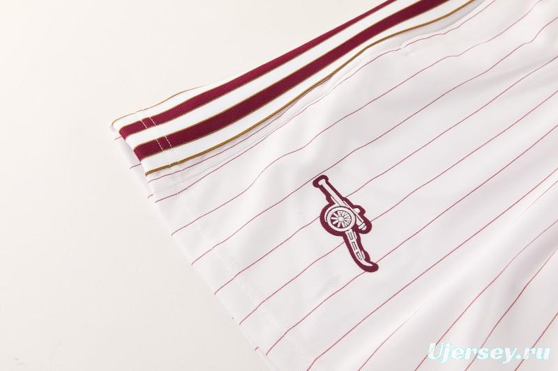 26/27 Arsenal  White Pinstripe Short Sleeve+Soccer Shorts