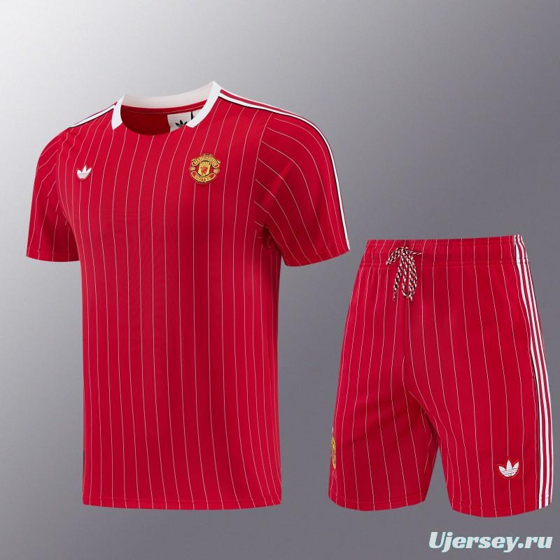26/27  Manchester United Red Short Sleeve+Soccer Shorts