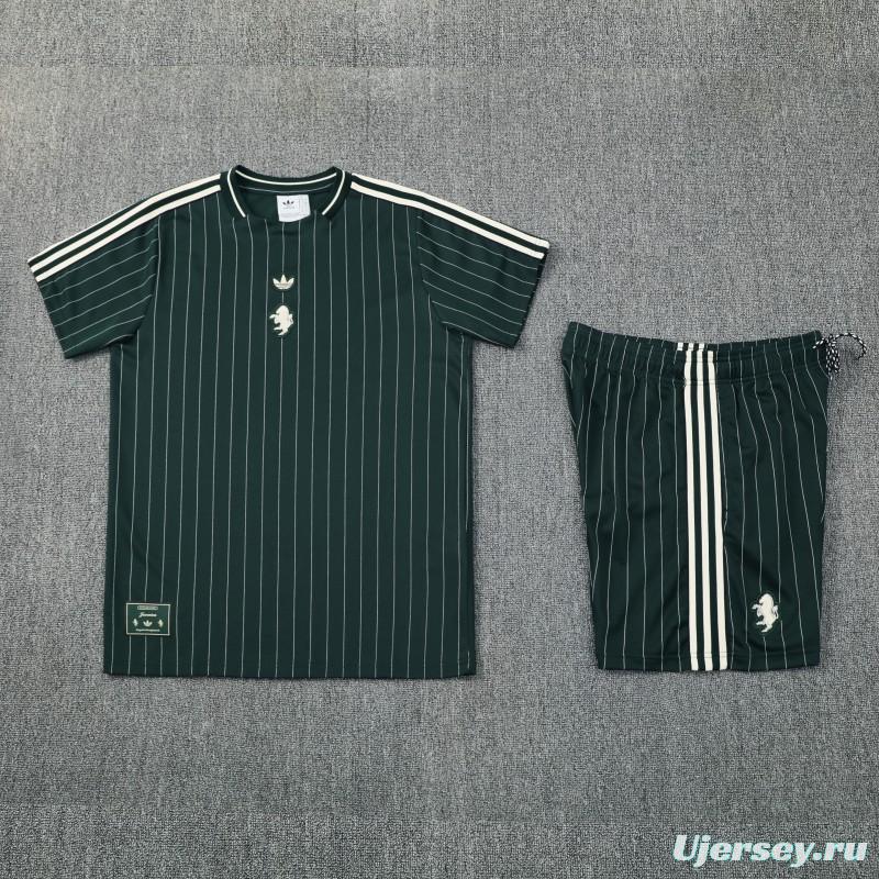 26/27 Juventus Navy Green Short Sleeve+Soccer Shorts