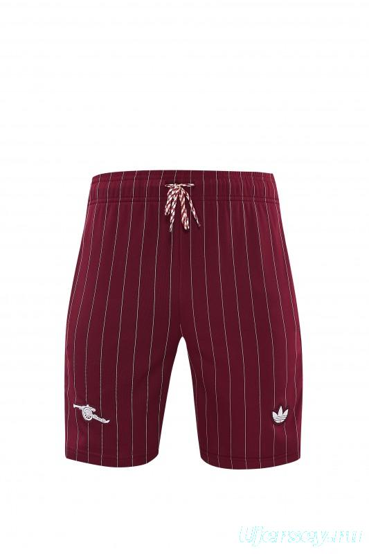 26/27  Arsenal  Maroon Pinstripe Short Sleeve+Soccer Shorts