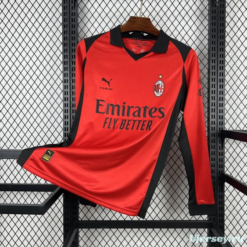 25/26 AC Milan x Slam Jam Limited Edition Long Sleeve Red Forth Jersey