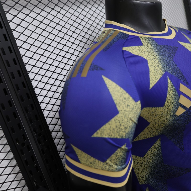 Player Version 2026  Argentina AFA Adidas Special Edition Royal Blue Gold Star Print Champions Jersey