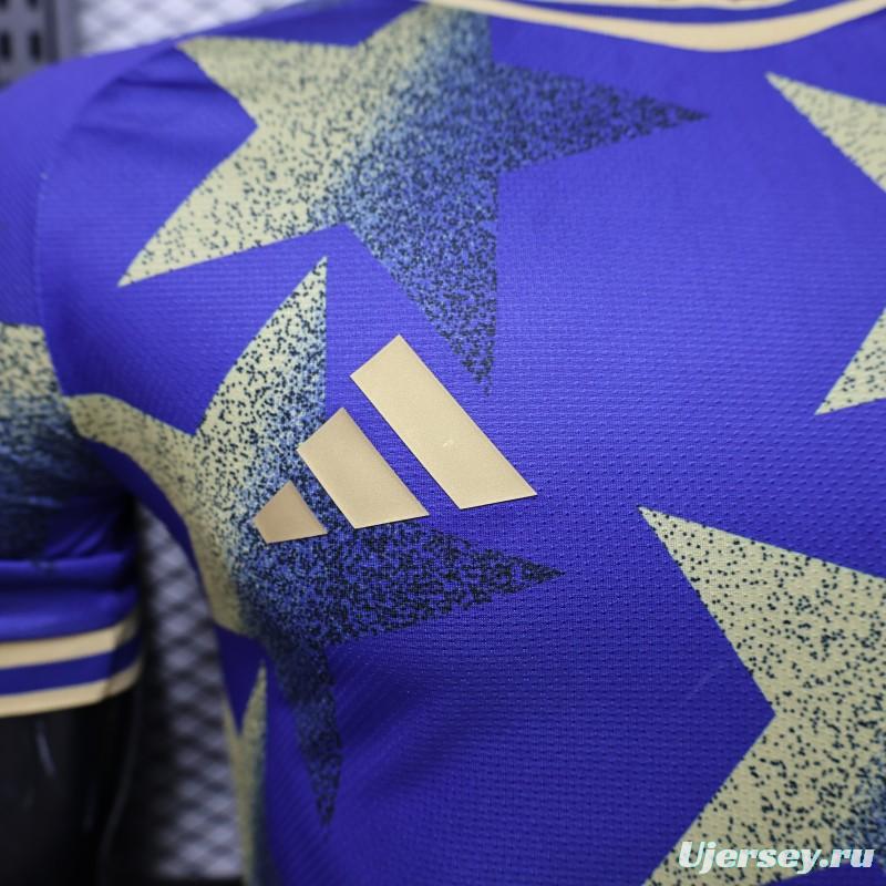 Player Version 2026  Argentina AFA Adidas Special Edition Royal Blue Gold Star Print Champions Jersey