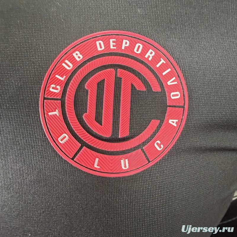 Player Version 25/26 Deportivo Toluca FC Black Goalkeeper Long Sleeve Jersey with Polo Collar