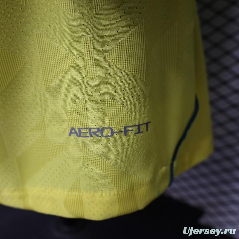 Player Version 2026 Brazil  Yellow with Geometric Pattern Home Long Sleeve Jersey