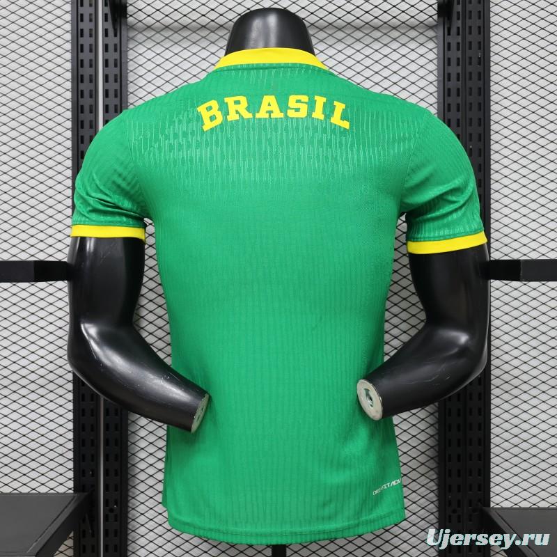 Player Version 2026 Brazil Green with Wave Texture Away Jersey