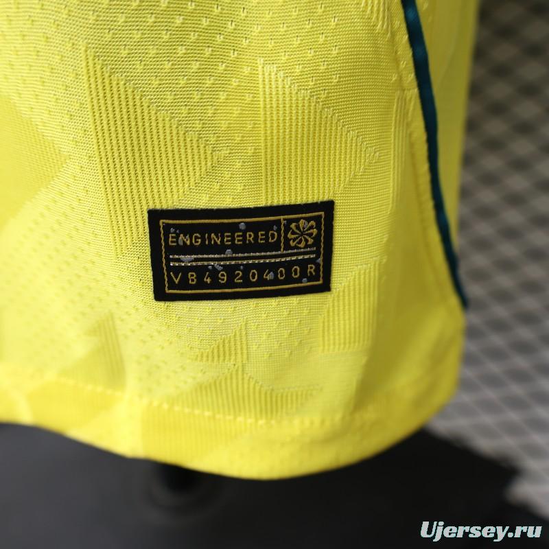 Player Version 2026 Brazil  Yellow with Geometric Pattern Home Long Sleeve Jersey