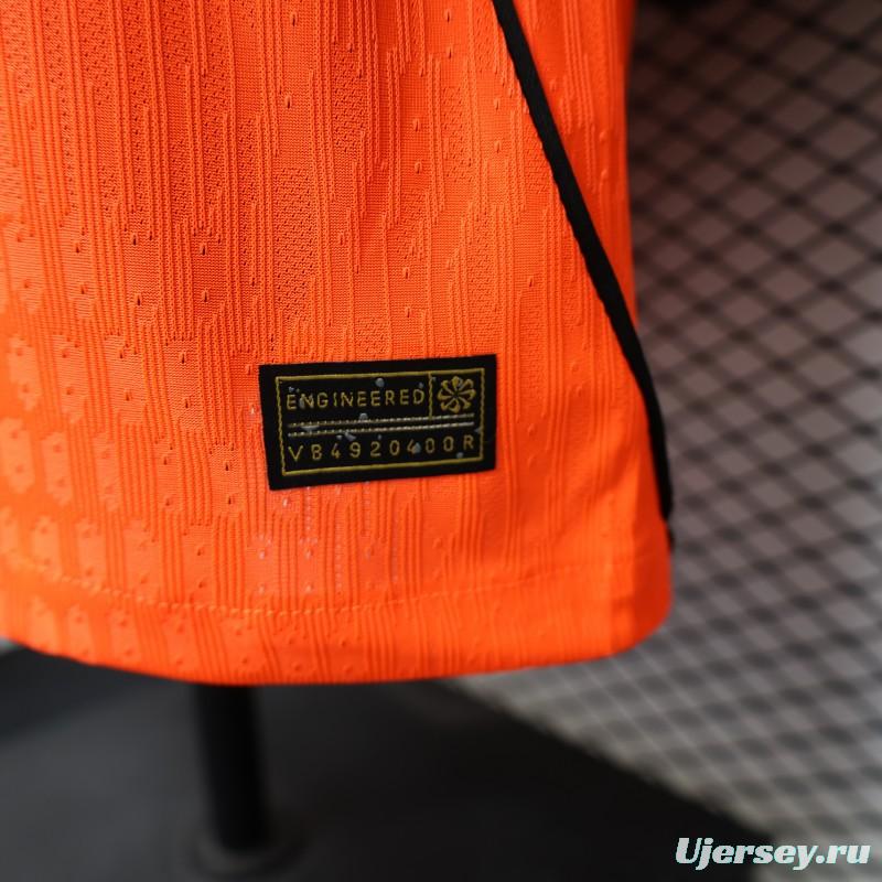 Player Version 2026 Netherlands Orange with Black Side Panel Home Jersey