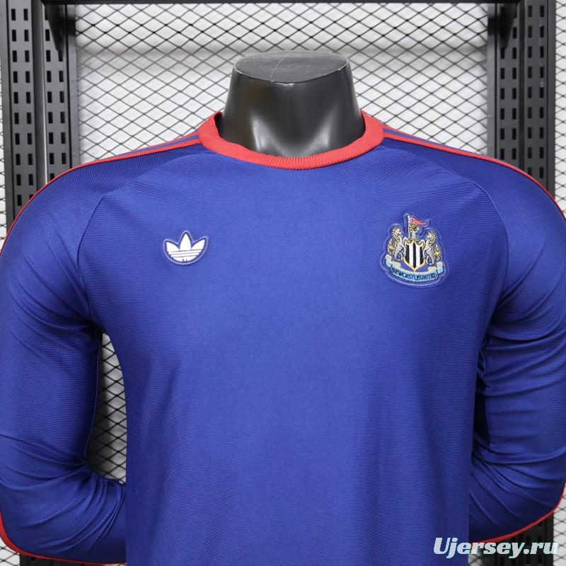 Player Version 26/27 Newcastle United Blue 1990 Vintage Remake  Long Sleeve Away Jersey