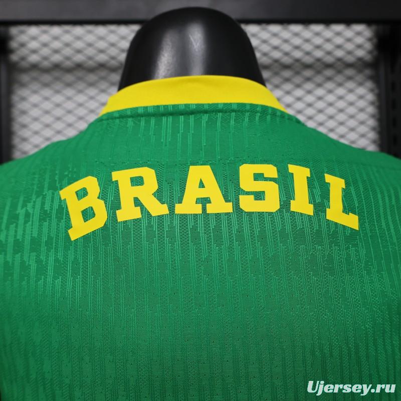 Player Version 2026 Brazil Green with Wave Texture Away Jersey
