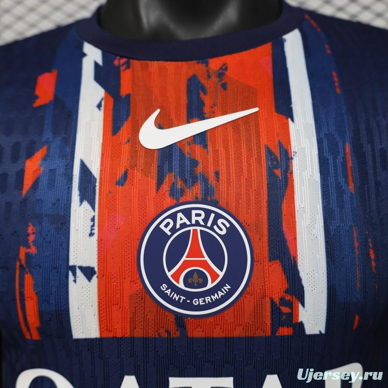 Player Version 25/26 Paris Saint-Germain Navy Blue with Orange Brushstroke Home Jersey
