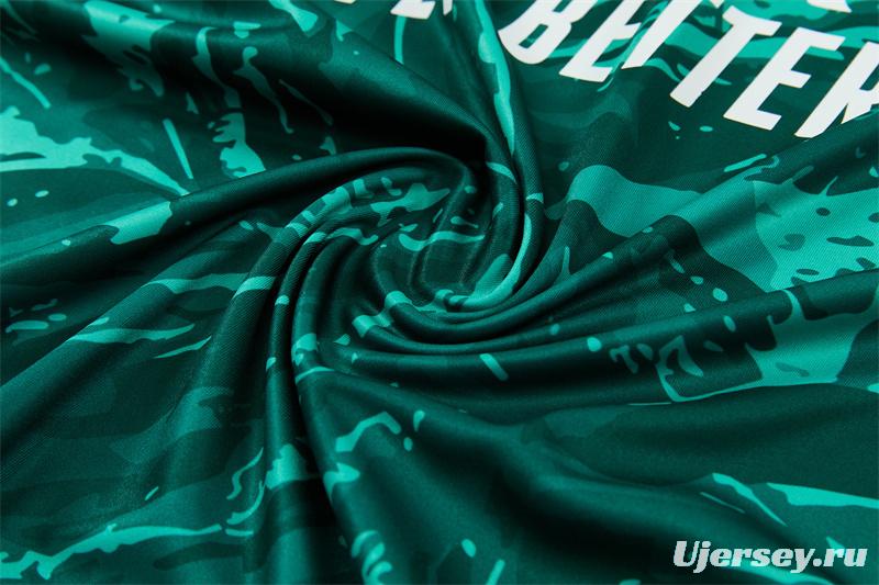 2026 Real Madrid Dark Green Camouflage  Half Zipper Jacket Tracksuit + Long Pants (Adidas)