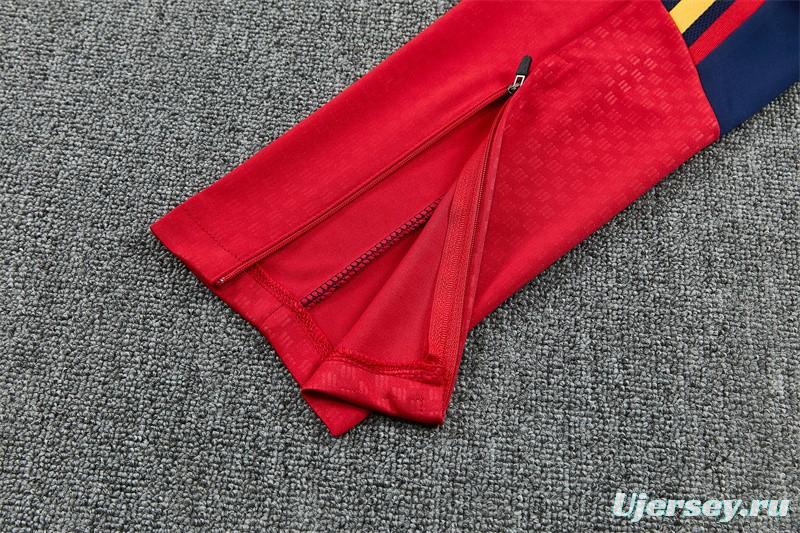 26/27 Spain Home Red Half Zipper Jacket Tracksuit + Long Pants