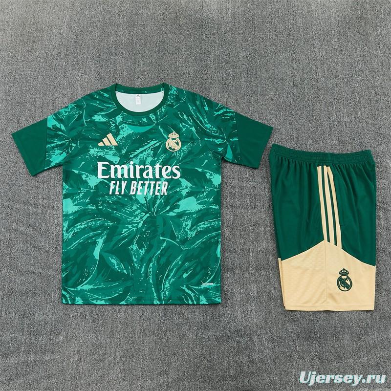 2026 Real Madrid Green Camouflage  Short Sleeve+Soccer Shorts