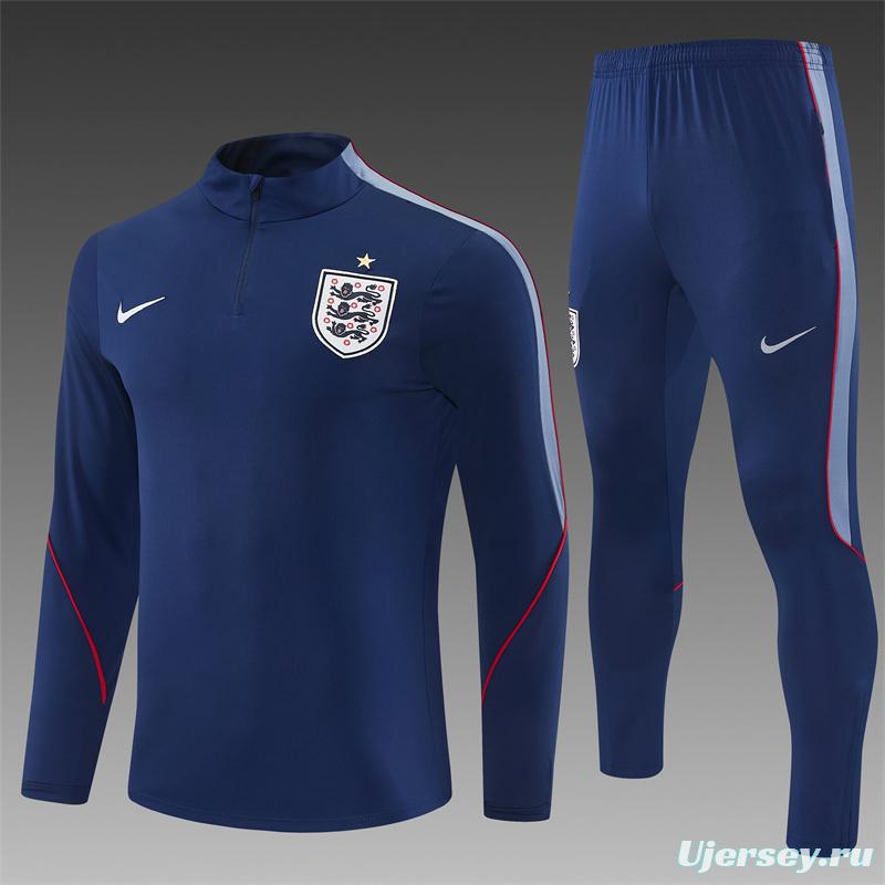 2026 England Navy Blue  Half Zipper Jacket Tracksuit + Long Pants (Nike)