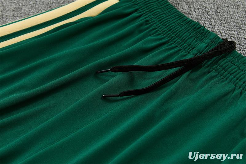 2026 Real Madrid Green & Cream  Half Zipper Jacket Tracksuit + Long Pants