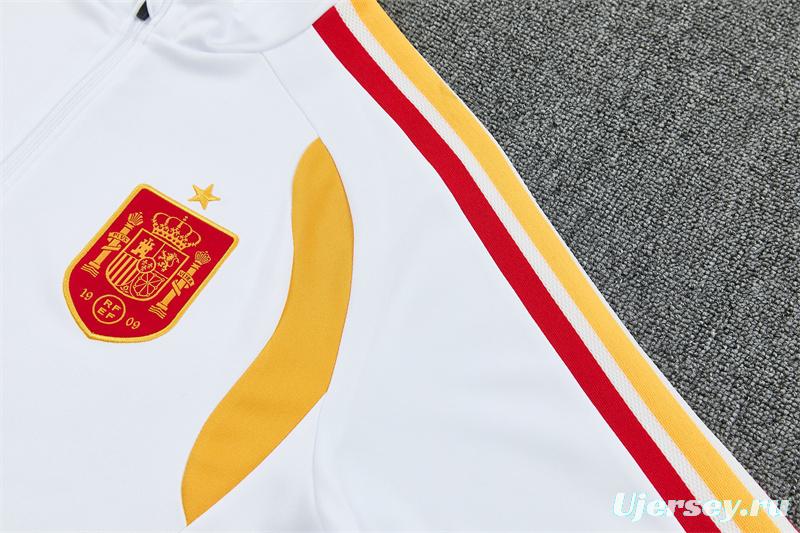 26/27 Spain Away White Half Zipper Jacket Tracksuit + Long Pants