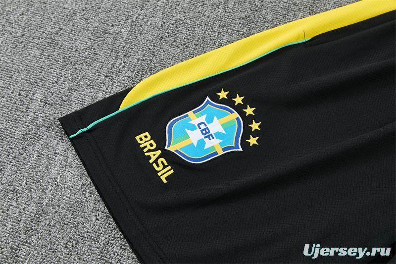 2026 Brazil Black & Yellow Short Sleeve+Soccer Shorts