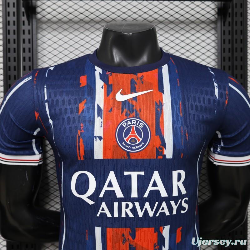 Player Version 25/26 Paris Saint-Germain Navy Blue with Orange Brushstroke Home Jersey