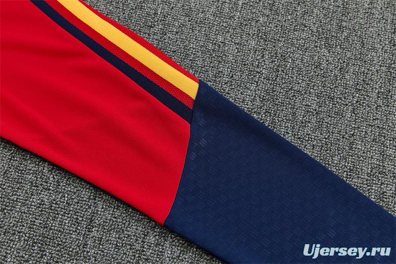 26/27 Spain Home Red Half Zipper Jacket Tracksuit + Long Pants