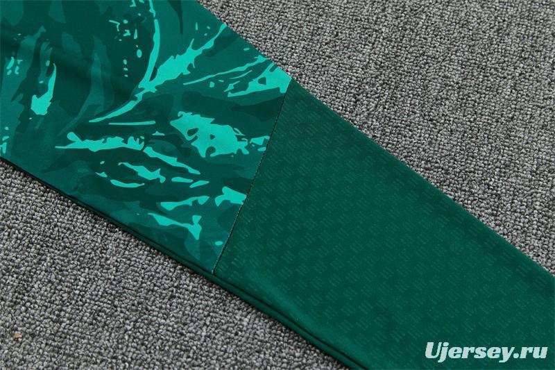 2026 Real Madrid Dark Green Camouflage  Half Zipper Jacket Tracksuit + Long Pants (Adidas)