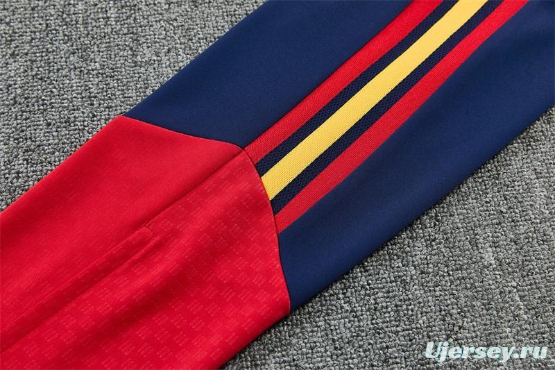 26/27 Spain Home Red Half Zipper Jacket Tracksuit + Long Pants