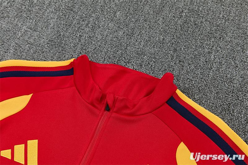 26/27 Spain Home Red Half Zipper Jacket Tracksuit + Long Pants