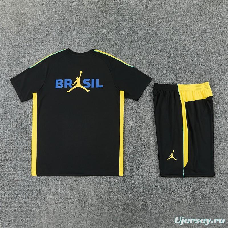 2026 Brazil Black & Yellow Short Sleeve+Soccer Shorts