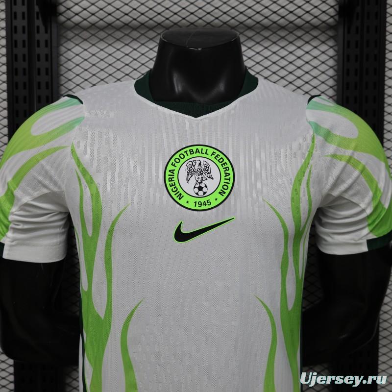 Player Version 2026 Nigeria  White with Green Flame Away Jersey