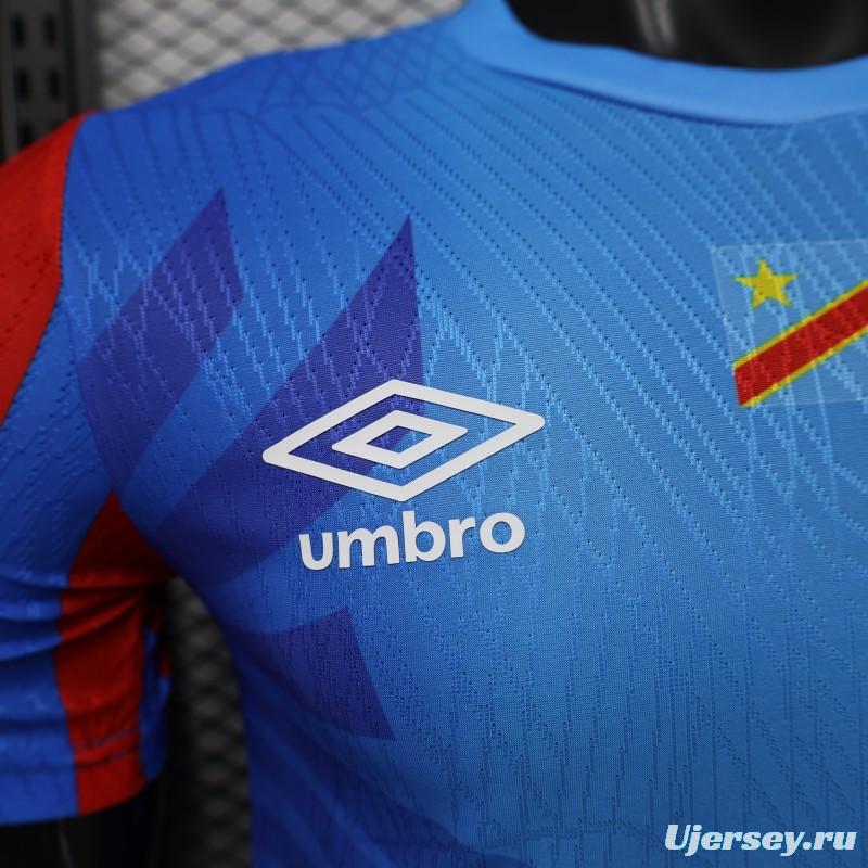 Player Version 26/27 DR Congo  Sky Blue & Red  Home Jersey
