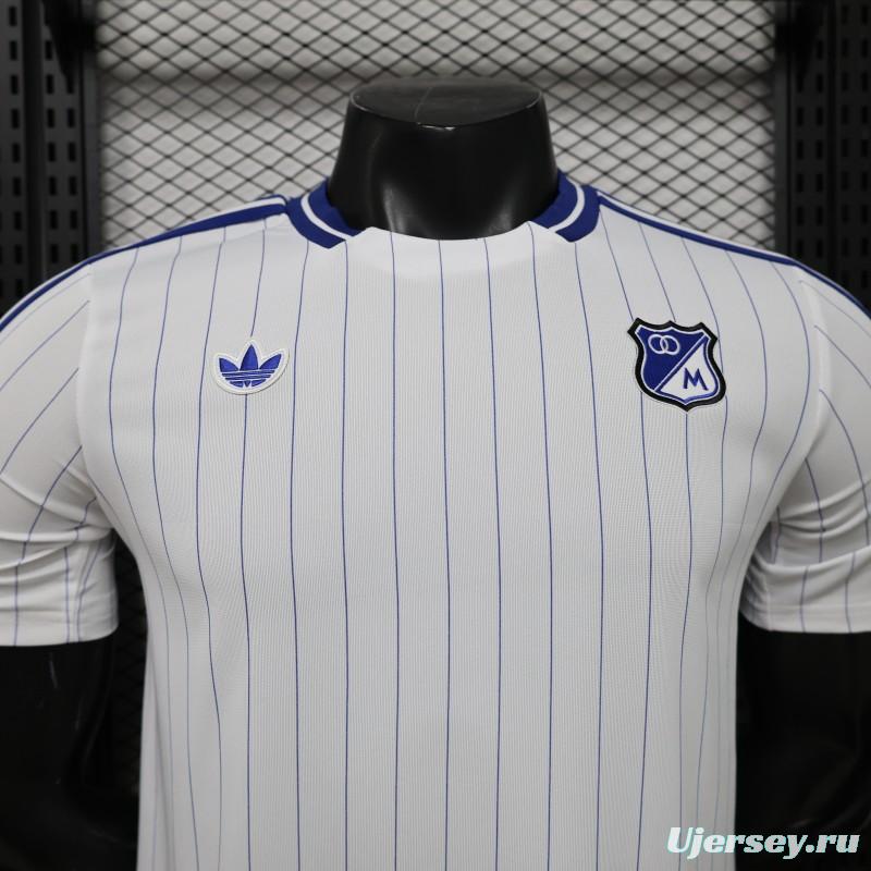 Player Version 26/27 Millonarios FC White & Navy Blue Pinstripe Retro Special Edition Home Jersey