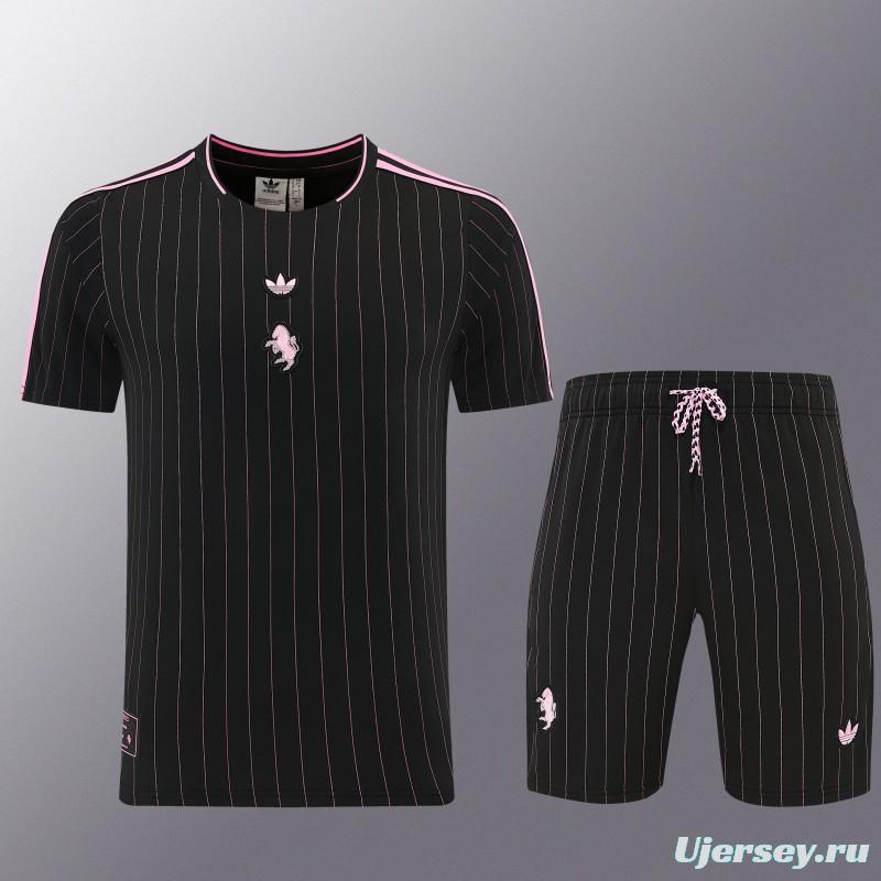 2026/27 Inter Miami CF Black Pinstripe Short Sleeve+Soccer Shorts