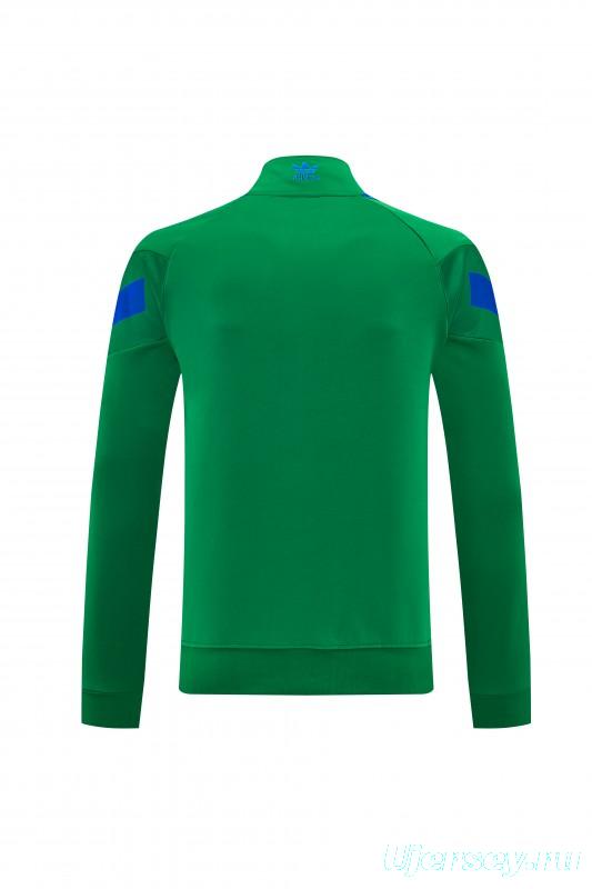 26/27 Adidas Originals Green  Full Zipper Jacket Tracksuit + Royal Blue  Long Pants