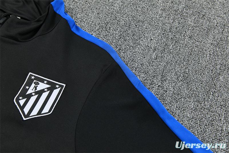 2026 Atletico Madrid Black Half Zipper Jacket Tracksuit + Long Pants