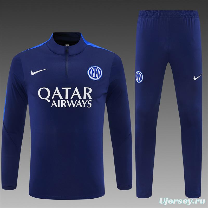 2026 Inter Milan Dark Navy Blue Half Zipper Jacket Tracksuit + Long Pants