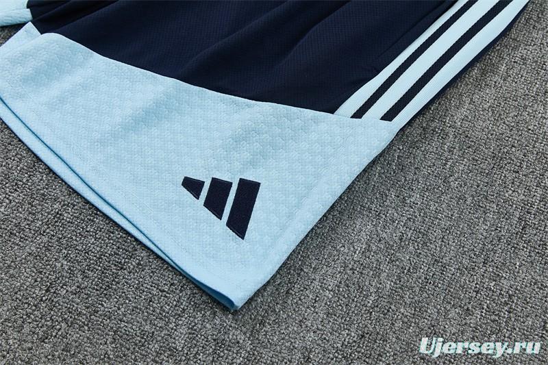 2026 Argentina White & Light Blue Radial Stripe Short Sleeve+Soccer Shorts