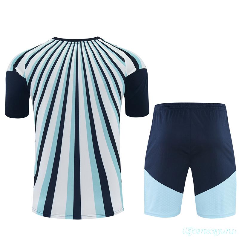 2026 Argentina White & Light Blue Radial Stripe Short Sleeve+Soccer Shorts