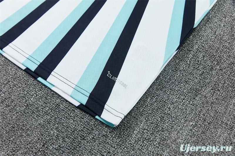 2026 Argentina White & Light Blue Radial Stripe Short Sleeve+Soccer Shorts