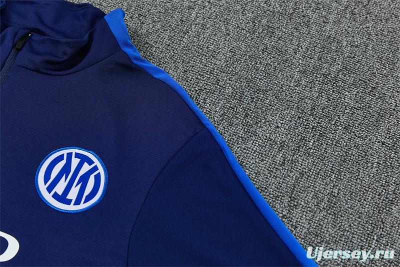 2026 Inter Milan Dark Navy Blue Half Zipper Jacket Tracksuit + Long Pants