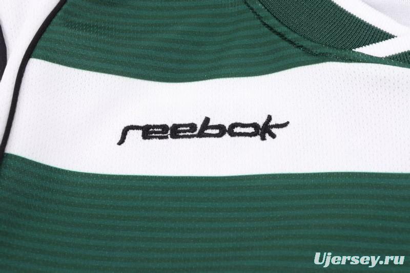 Retro Kids 01/03 Sporting CP White Green Home Long Sleeve Jersey