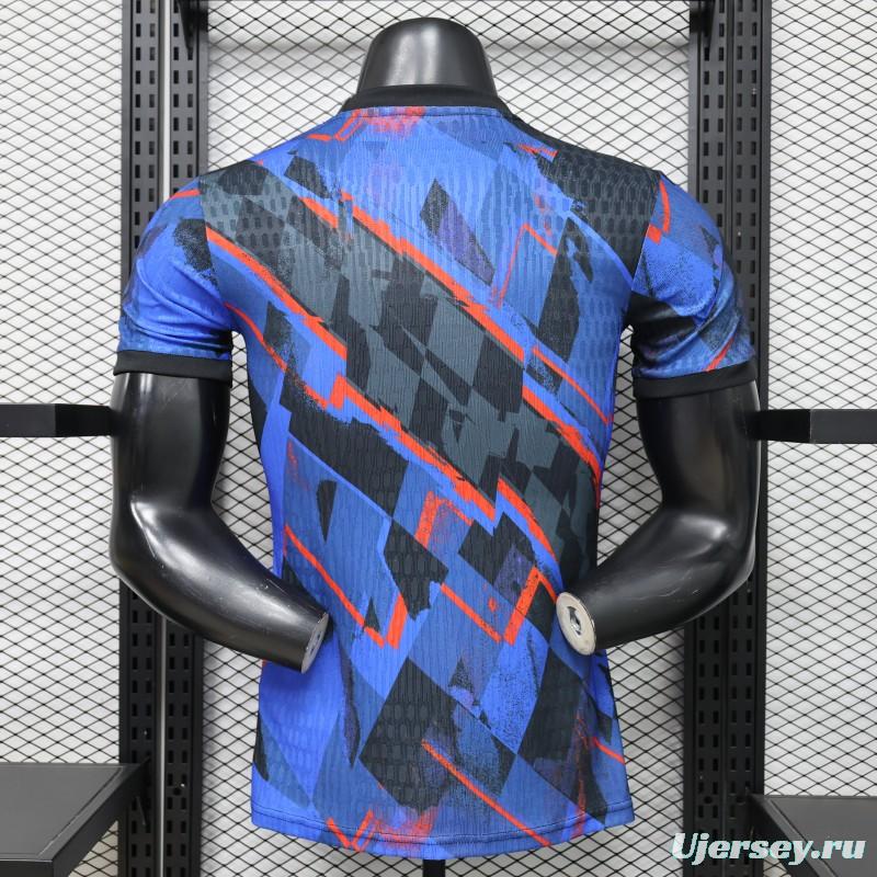 Player Version 2026 Croatia Third Special Edition Blue with Abstract Geometric Brushstroke Pattern Jersey