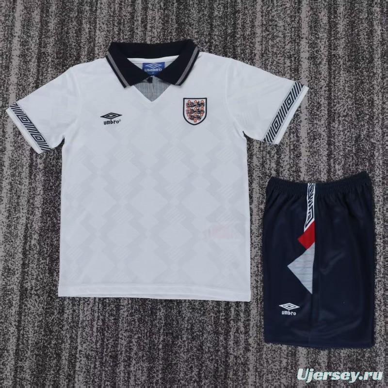 Retro 1990/92 Kids England White Home Jersey